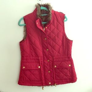 Red Vest with Faux Fur Lining